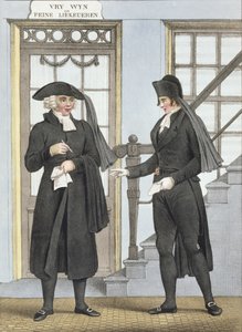 Begravningsofficerare från Amsterdam, illustration från "Collections des Costumes des Provinces Septentrionales du Royaume des Pays Bas...", graverad av Villeneuve, 1828. av Bendrik Greeven