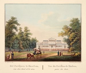 Paviljongen i Harlem, sedd från Wood. Vue du Pavillon de Harlem, prise du Bois, 1825 (handkolorerad gravyr) av Bendrik Greeven
