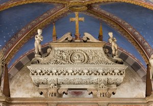 Krypta, ark av heliga Marcellinus och Peter Exorcist, Sarkofag med statyer av St. Marcelino och St. Peter Exorcist, Benedetto Briosco 1506-08
