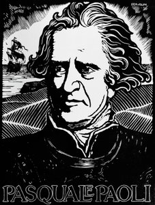 Porträtt av Pasquale Paoli, korsikansk statsman, general och patriot (träsnitt) av Benedetto Servolini
