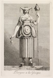 Masquerade à la Grecque: Shepherdess à la Grecque Plate 4, 1771. av Benigno Bossi