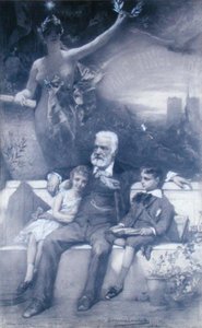Victor Hugo (1802-85) och hans barnbarn av Benjamin  Constant