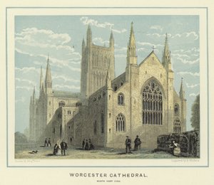 Worcester Cathedral, nordvästlig vy av Benjamin Baud