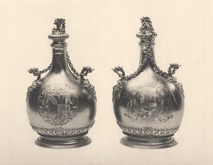 Ett par William III Pilgrimsflaskor, ca 1690 (förgyllda silver) av Benjamin Bradford