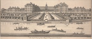 Baksidan av Royal Hospital i Chelsea, publicerad 1756 (kopparstick)