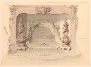 Ritning, galler av gjutjärn, ca 1840