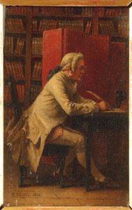 Georges Louis Leclerc, Comte de Buffon - Porträtt av naturforskaren Georges-Louis Leclerc, Comte de Buffon (1707-1788), av Fichel, Benjamin Eugene (1826-1895). olja på trä