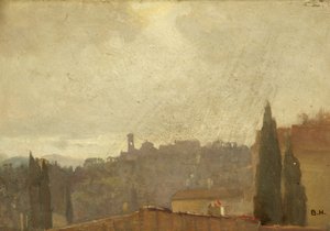 San Miniato, Florens (olja på panel) av Benjamin Haughton