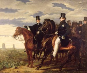 Hertigen av Wellington som beskriver fältet Waterloo för kung George IV (1762-1830) 1844
