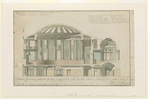 Sektion av US Capitol South Wing, 1803 (penna och bläck med tvätt på papper)