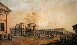 Bank of the Empire, St. Petersburg, ca 1800 (gravyr med akvarell)