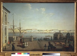 Quai des Anglais i Sankt Petersburg. Målning av Benjamin Paterssen (1748-1815), olja på duk, ca 1790. Svensk konst
