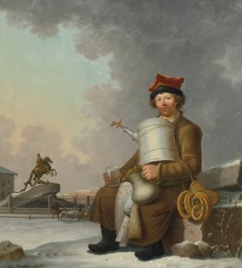 Vendor de sbiten - Sbiten Säljare i St. Petersburg - Målning av Benjamin Patersen (Paterssen) (1750-1815)