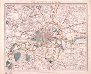 Karta över London, c1860 av Benjamin Rees Davies