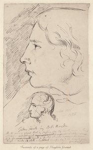 Skiss av den engelske poeten John Keats från den engelska konstnären Benjamin Haydons journal (litho) av Benjamin Robert (after) Haydon