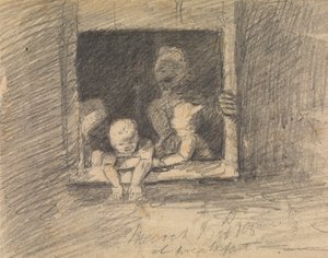 Barn som lär sig från ett fönster av Benjamin Robert Haydon