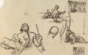 Figurstudier av en man som reser sig från marken