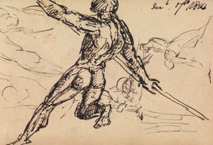 Figurstudier av en naken hane med spjut av Benjamin Robert Haydon