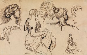 Figurstudie av kvinnor och deras frisyrer av Benjamin Robert Haydon