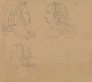 Porträttstudier av kvinnor i olika huvudbonader av Benjamin Robert Haydon