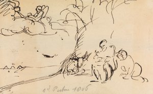 Studie av figurer som sitter under ett träd av Benjamin Robert Haydon