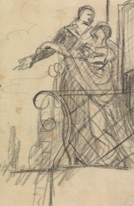 Studie av två figurer på en balkong av Benjamin Robert Haydon