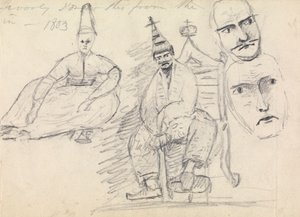 Studie av två sittande män i deras traditionella dräkt av Benjamin Robert Haydon