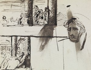 Studie av en grupp av figurer och en studie av en mans huvud av Benjamin Robert Haydon