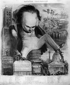 Karikatyr av Victor Hugo (1802-85) från "Le Pantheon Charivarique", 1800-talet.