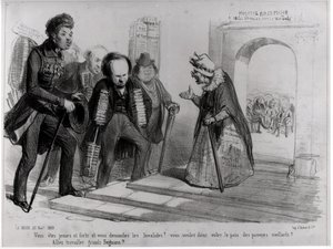 Dumas, Hugo et Balzac söker tillträde till den franska akademin, illustration från 