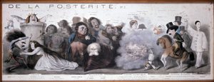 Le grand chemin de la postity: representation av tragedi och komedi (Dorval, etc...) - Litografi av Benjamin Roubaud, Maison de Balzac, Paris
