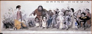 Le grand chemin de la postity: representation av tragedi och komedi - Litografi av Benjamin Roubaud, Maison de Balzac, Paris