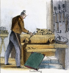 The Bookbinder, från The Boy, Cow and Calf in Graphic Illustrations of Animals - Visar deras nytta för människan i deras anställning under livet och användningen efter döden, ca 1845
