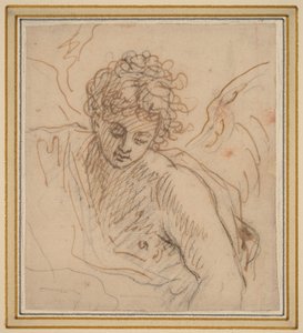 An Angel (penna och brunt bläck över svart krita på liggande papper)
