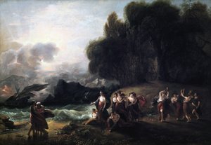 Calypsos mottagning av Telemachus och mentor, 1801. av Benjamin West