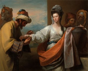 Isaks tjänare knyter armbandet på Rebeccas arm av Benjamin West