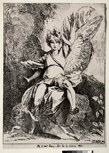 Exemplar av polyautografi: Ängeln vid Kristi grav av Benjamin West