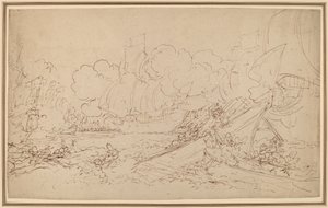 Studie för Slaget vid La Hogue [recto] av Benjamin West