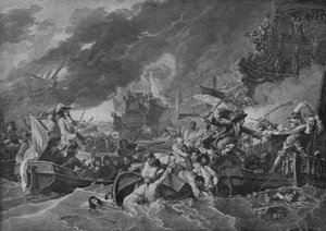 Slaget vid La Hogue, c1781 av Benjamin West