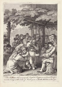 Indianerna överlämnade de engelska fångarna till överste Bouquet nära hans läger vid Forks of Muskingham i Nordamerika i november 1764 av Benjamin West