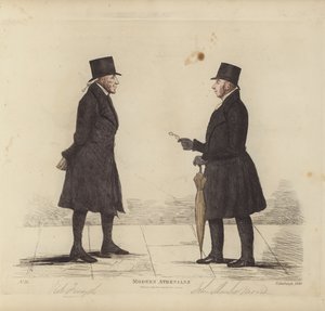 Eminenta Edinburghians, aka Modern Athenians, Robert Forsyth, Esq, Advocate, John Shank More, Esq, LLD, Advocate (färgad gravyr) av Benjamin William Crombie