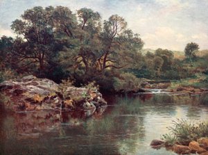 Vid floden Llugwy, nedanför Capel Curig av Benjamin Williams Leader