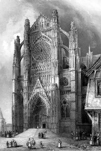 Beauvais-katedralens södra tvärskepp, Frankrike, 1836. av Benjamin Winkles