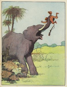 Elefant attackerar en jägare