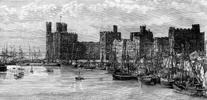 Caernarfon Castle, Gwynedd, Wales, 1800-talet.