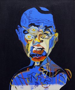 50 stora författare i historien: James Ellroy, 2015 (olja och akryl på duk)