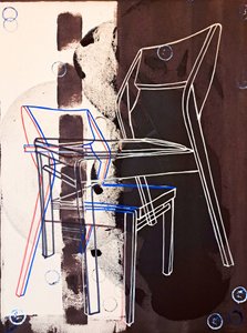 Chaise prototype, efter David Gour, 2023 (olja och akryl på blandad duk) av Benoit Erwann Boucherot