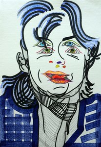 Surportrait : Fred Vargas, 2019 (akryl på papper) av Benoit Erwann Boucherot