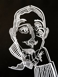 Surporträtt : Joyce Carol Oates, 2021 (akryl på papper) av Benoit Erwann Boucherot