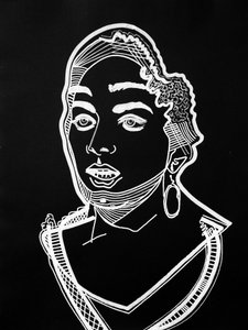 Surportrait : Leila Slimani, 2021 (akryl på papper) av Benoit Erwann Boucherot